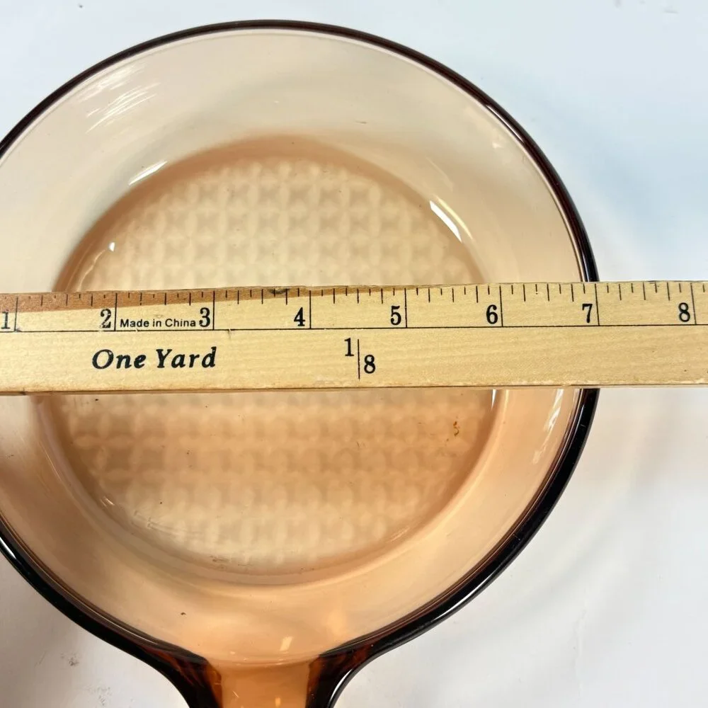 Vintage Vision Corning Ware 7” Skillet Frying Pan Amber Waffle Bottom NO Lid